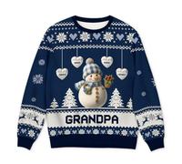 Personal Chic Ugly Christmas Sweater - Snowman for Grandma - Christmas Jumpers for Women, Xmas Jumpers, Long Sleeve Shirts Women, Personalised Gifts for Grandma (Model #2)