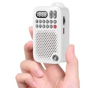 Personal FM Pocket Radio Portable with Bluetooth Speaker, Clip-on Mini FM Digital Tuning Radio Rechargeable Support TF Card Sleep Timer Recording 5W Speaker Earphone Jack for Walking Jogging (White)