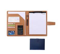 Personal Organizer Folder Binder, Faux Leather A4 Notebook Holder with 8-Digit Calculator for Business, Resume & Legal Pad - Ideal for Interviews