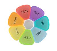Personal Pill Organizer - Pop it Box UK Weekly Pill Box, 7-Day Circular Pill Case with Snap-On Lids, Rainbow Travel Pill Container for Vitamins, Supplements & Medication - BPA-Free & Compact