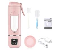 Personal Portable Blender, 500ml Travel Blender for Smoothies, Shakes & Juice, Cordless with 4 Blades & 3 Speed Modes, High-Power Rechargeable (Pink)