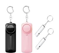 Personal Safety Alarm for Women 2 Pack, 130dB Personal Alarm with LED Light, Metal Whistles and Pull Pin, Emergency Alarm for Night Walking and Travel, 2 AAA Batteries Required