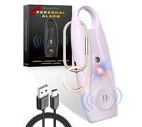 Personal Safety Alarm, USB Rechargeable 130dB Loud Siren with Double Strobe light, LED Flashlight, Low Battery Notice - Safe Sound Horn Help Women, Girls, Elderly Emergency Call, Incl Keychain, Purple