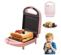 Personal Sandwich Maker, Household Multi-Functional Breakfast Griller, Nonstick Panini Press, Pizza Pockets, Quesadillas, Mint Green, Great for Travel Camping Barbecue (Pink)
