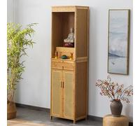 Personal Shrine Altar Table, Altar Cabinet, Meditation Table Storage Cabinet, Puja Table with Drawer, Prayer Stand Riser Home Decor, for Living Rooms, Shrines, Temples(Light brown,60cm/23.6in)