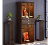 Personal Shrine Altar Table, Bamboo Buddha Niche Altar Cabinet, Meditation Table Chinese Cabinet Altars with Drawer, Open Offering Tables for Prayers Divination(Size:71cm/27.9")