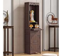 Personal Shrine Altar Table with Storage, Bamboo Meditation Altar Table, Chinese Cabinet Pedestal Offering Table, Buddhist Altar for Living Room(43cm/16.9in)