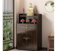 Personal Shrine Table, Buddha Niche Chinese Cabinet, Bamboo Table with Storage (B)
