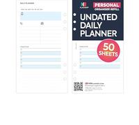 Personal size Undated daily planner organiser refill insert | Compatible with Filofax PERSONAL size organisers | 95 x 171mm