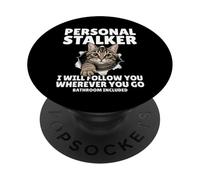 Personal Stalker Funny Tabby Cat PopSockets Adhesive PopGrip