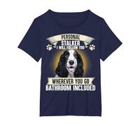 Personal Stalker I Will Follow You English Cocker Spaniel T-Shirt, Women's Plus, Navy Blue, 1X