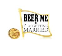 Personal Status Marriage Beer Golden Metal Flag Lapel Pin Badge