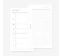 Personal Undated Weekly with Grid Week on Two Pages for Filofax Personal, LV MM agenda refill 6 hole 3.75 x 6.75