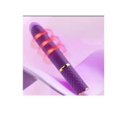 Personal Vibrating Massager Wand, Purple with Gold Accent | USB Rechargeable, Suction Cup Base, Silicone Body, Diamond-Grip Handle, Heating Function