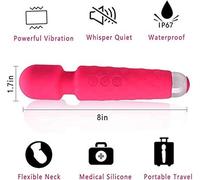 Personal Wand Massager for Woman, Handheld Cordless Waterproof Massager, 8 Powerful Speeds 20 Vibration Modes Portable USB Rechargeable Massager for Sports Recovery & Muscle Aches (Pink)