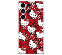 Personalaizer Case Compatible with Samsung Galaxy S24 Ultra with Hello Kitty Design and Red Bows and Dots - Kawaii Style - Flexible TPU Silicone Case Transparent