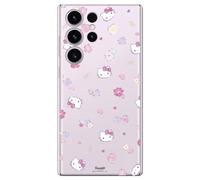 Personalaizer Case for Samsung Galaxy S24 Ultra with Hello Kitty and Flower Pattern - Kawaii Style - Flexible TPU Silicone Case Transparent