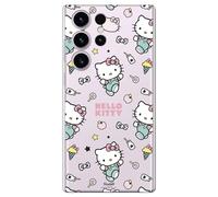Personalaizer Transparent Flexible Silicone Case for Samsung Galaxy S24 Ultra with Hello Kitty Design and Stickers Pattern - Kawaii Style - TPU Case
