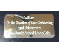 Personalise any Christening gift with this silver gift plate engraved with any message
