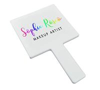 Personalise Online Handheld Makeup Mirror (White) - FREE PERSONALISATION - for Makeup Artists, Salon, Barber Shops, Hairdressing, Dental Offices