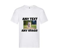 Personalise Your Own Custom T Shirt with Any Text Unisex Short Sleeve Top Printed with Text Logo Image Photo Mens Womens Funny (UK, Alpha, 3XL, Regular, Regular, White)