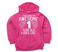 Personalised 1-2 Years Fuchsia Hoodie with White Print ' This is What an Awesome 1 Year Old Looks Like