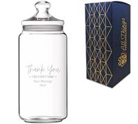 Personalised 1.5 Litre Glass Sweets Biscuits Jar with Thank You for Everything Design, Custom Laser Engraved Treat Jar with Lid, Personalised Thank You Appreciation Gift, Gift Box Included