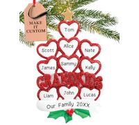 Personalised 10 Grandkids Ornament 2025 - Fast & Free 24h Customisation - Grandparents Christmas Ornaments for Tree - Custom Gift Wrapped Family of 10 Keepsake for Grandma, Grandpa, Grandchildren