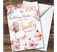 Personalised 100th Birthday Card For Aunty Pink | Personalised Birthday Card For Aunty, Her, 100th, Milestone Birthdays