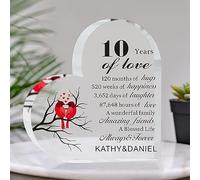 Personalised 10th Anniversary Present for Him Her Tin Wedding Anniversary Custom Gifts for Couple Wife Husband Heart Shaped Gift for Parents Grandparents Romantic Present