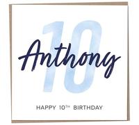 Personalised 10th Birthday Card for Boys, Unusual Age 10 Keepsake, Ten Year Old Happy Birthday Cards with Custom Name, Customised Luxury Gift Idea for Special Male, Customisable Design