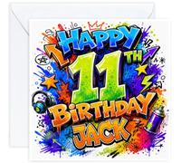 Personalised 11th Birthday Card for Boy | Graffiti Birthday Card for 11 Year Old Boys | Add His Name | Son Grandson Nephew Brother | Optional Printed Inside Message