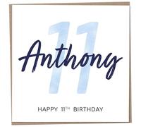 Personalised 11th Birthday Card for Boys, Unusual Age 11 Keepsake, Eleven Year Old Happy Birthday Cards with Custom Name, Customised Luxury Gift Idea for Special Male, Customisable Design
