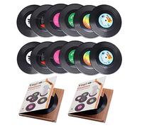 Personalised 12 PCS Retro CD Record Vinyl Anti-Heat/Slip Drinks Coasters for Coffee Tea Beer Mug Wine Glass BottleTabletop Protection from Water Marks & Damage Home and Bar