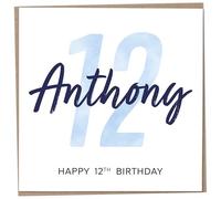 Personalised 12th Birthday Card for Boys, Unusual Age 12 Keepsake, Twelve Year Old Happy Birthday Cards with Custom Name, Customised Luxury Gift Idea for Special Male, Customisable Design