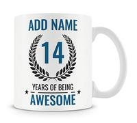 Personalised 14th Birthday Mug for Boys, Funny Novelty Gift Idea