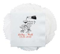 Personalised 15-1000 Weddings Napkin with Champagne Tower, Pcs Printed Your Text, 13×13 cm Custom Serviette for Golden Wedding Anniversary, Engagement, Birthday Party Decor