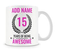 Personalised 15th Birthday Mug for Girls, Funny Novelty Gift Idea