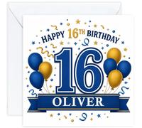 Personalised 16th Birthday Card for Boy | Sixteenth Birthday Card for 16 Year Old Boys Teenager | Son Grandson Nephew Brother Godson | Birthday Card for Him with Name (Design 01)
