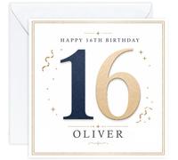 Personalised 16th Birthday Card for Boy | Sixteenth Birthday Card for 16 Year Old Boys Teenager | Son Grandson Nephew Brother Godson | Birthday Card for Him with Name (Design 02)