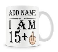 Personalised 16th Birthday Middle Finger Mug - Add Name - Funny “15+1” Rude & Offensive Custom Gift