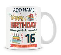 Personalised 16th Birthday Mug for Girls and Boys, Novelty Keepsake Gift