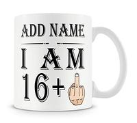 Personalised 17th Birthday Middle Finger Mug - Add Name - Funny “16+1” Rude & Offensive Custom Gift