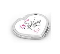 Personalised 18 & Fabulous Heart Shaped Silver Compact Mirror Gift for 18th Birthday For Daughter|Granddaughter|Girls|Girlfriend|Her|Ladies|Women