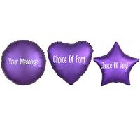 Personalised 18" Foil Balloon Choice of Font And Vinyl Add Your Message Star Circle OR Heart Purple Royale Satin