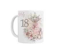 Personalised 18th Birthday Crown & Perfume Age 18 Design Ceramic Mug Gift for Daughter - 18th Birthday Gift for Girls Her