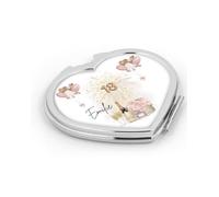 Personalised 18th Birthday Heart Compact Mirror, Silver, Age 18, Champagne, Floral and Balloon Design, 18th Birthday Gift For Girls