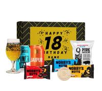 Personalised 18th Birthday IPA Gift Set with BrewDog Punk IPA & Thornbridge Jaipur 330ml, Beerhunter Glass & Snacks (2 Pack)