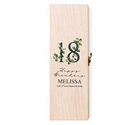 Personalised 18th Birthday Wine or Champagne Box Gift With Leaf Design WI-5