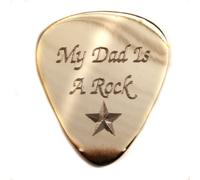 Personalised 1mm "My Dad is a Rock Star" Guitar Plectrum, Engraved (Brass)